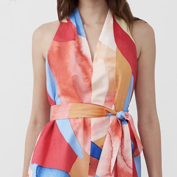 Banana Republic Linen Cotton Twist-Back Midi / Maxi Dress Large Wedding Guest - Picture 2 of 3